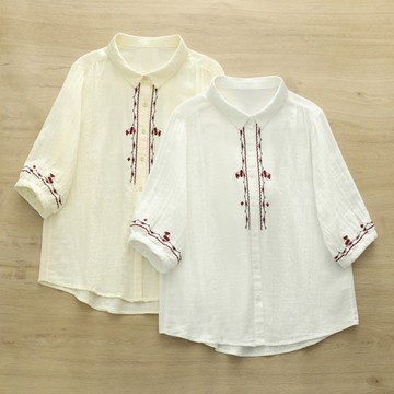 ＊ORead＊文藝卡通刺繡雙層紗襯衫(2色M,L)