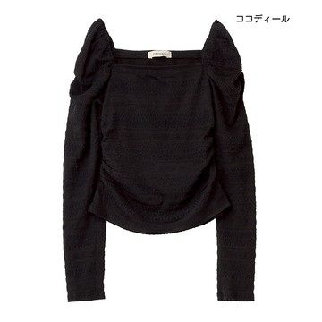 【ココディール】黑色方領膨袖上衣 O1X21081