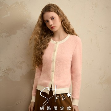 STAR 小香風撞色仿貂毛針織外套