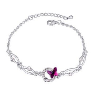 925純銀手鍊 水晶手環-時尚氣質蝴蝶情人節生日禮物女飾品5色73jw279【獨家進口】【米蘭精品】