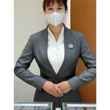 高端珠寶店周六福珠寶品牌新款灰色春秋版長袖西裝西服套裝工作服