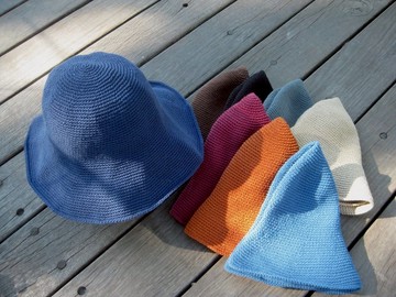 阿母の手作帽-手作棉繩鉤織帽/寬簷漁夫帽/禮物/母親節