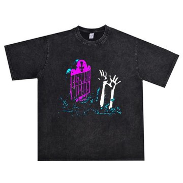 數碼直噴泥漿金屬搖滾Electric Wizard樂隊水洗做舊短袖T恤寬松