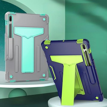 適用三星tabS8+plus保護殼S9+FE抗摔S6lite防彎S7硅膠套12.4平板A9+11殼10.4筆槽T510橫豎支架TAB A8無蓋磁吸