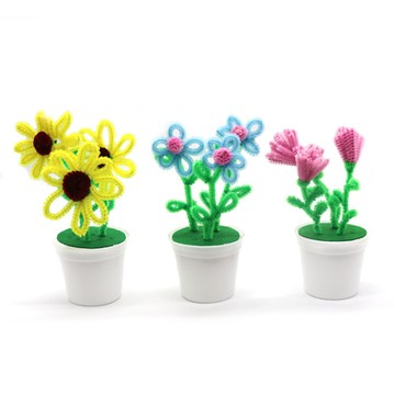 台灣出貨 手工DIY母親節手工DIY毛根扭扭棒小花盆栽材料包國小國中幼兒園毛條創意盆栽