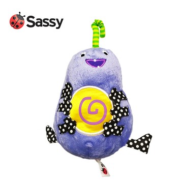 美國 sassy小怪獸搖鈴安撫玩偶 - 紫色 咬牙邦比