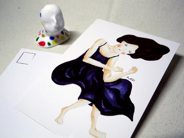 PuChi/自畫像/女孩/明信片/憂鬱/ Begone, dull care!