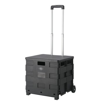 【日本FUJI BOEKI】折疊式兩輪輕量附蓋購物推車-炭黑