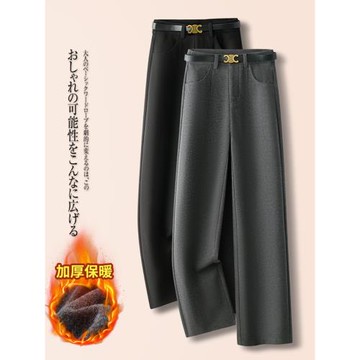 高級灰毛呢闊腿褲女2025秋冬季新款高腰寬松加厚休閑直筒西裝褲子