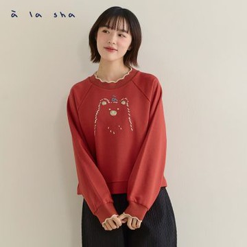 a la sha 熊熊印花花邊羅紋長袖上衣