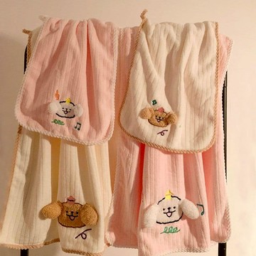 我是線條小狗刺繡 陪你洗澡的毛巾組合