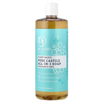 Dr. Jacobs Naturals, 植物基全卡斯提爾多合一香皂，無香，32 盎司（946 毫升）
