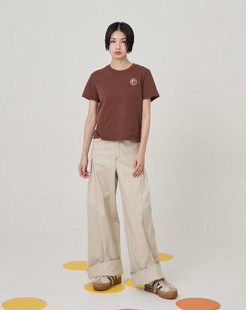 好比例配色線大反摺落地寬褲(兩色)