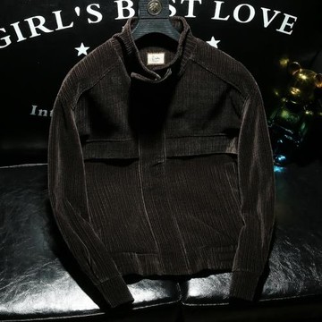 LORK&DEEM 高端復古加厚男士燈芯絨夾克秋冬時尚翻領加厚休閑外套