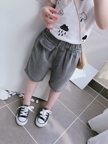 夏季新款 女童寶寶舒適松緊腰牛仔褲 中小童個性洋氣休閑褲1入