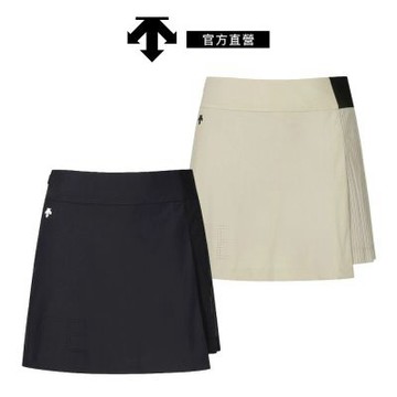 【DESCENTE】GOLF 迪桑特 女士 高爾夫百褶短裙(黑色/米色)