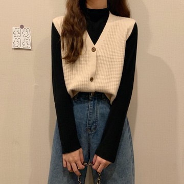 秋冬寬松溫柔百搭針織開衫背心馬甲上衣女小香風v領毛衣打底衫潮