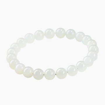 久雅水晶 冰種貓眼羊脂白玉圓珠手鏈 老礦和田白玉散珠手鏈 批發