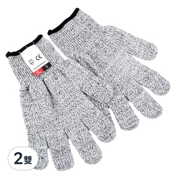 FANCY LIFE 萬用防割手套 女款 S 2雙 - 廚房園藝機械維修適用  白 + 黑 + 灰色