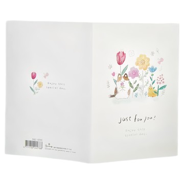 Sunny 三瑩文具 小動物燙金祝福卡  花朵與貓  5張