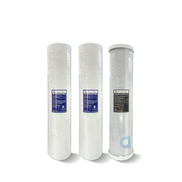 (共3支)CLEAN PURE 台灣製造 20英吋大胖5微米PP濾心2支 20英吋大胖壓縮柱狀活性碳濾心1支 全戶過濾