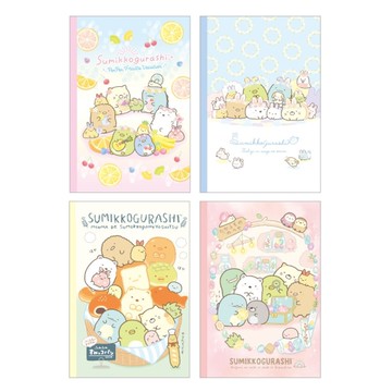 【第2件0元】角落生物-小夥伴 32K方格厚筆記本D-寶石/悠閒/水果/麵包