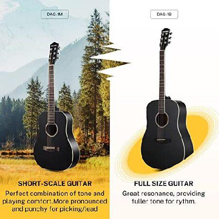 Donner Acoustic Guitar for Beginner Adult 36'' Dreadnought Size Black Guitar Bundle Package Kit Travel, Spruce Wood With Gig Bag Capo Tuner Strap