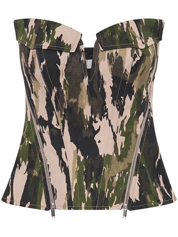 Dion Lee - V-Wire camouflage corset top - women - Cotton/TENCEL™ - 4 - Green