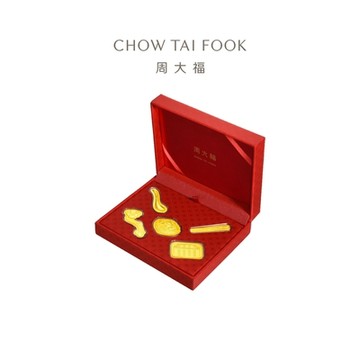 周大福 友禮系列 福聚五寶「豐衣足食 如意算盤」黃金擺件禮盒裝(彌月寶寶送禮/節日送禮/生日禮物)