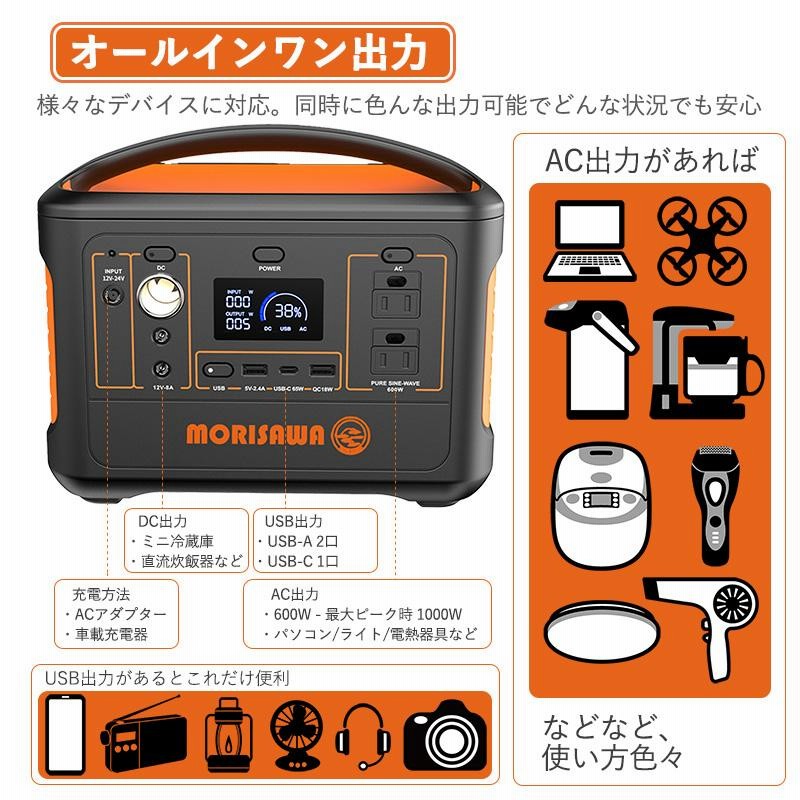 ポータブル 電源 568Wh/153600mAh 大容量 バッテリー AC出力600W 停電