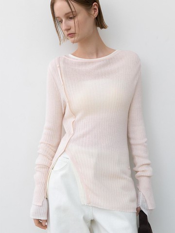 Wool Sheer Diagonal Slit Knit (T-7017)