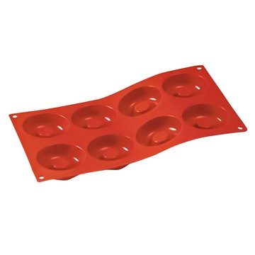 Silikomart 8連空心圓模 矽膠材質 可製作巧克力 冰淇淋 慕斯 果凍 肥皂 蠟燭  紅色  1個