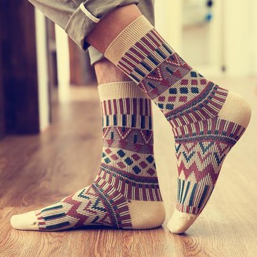 民族風襪子男中筒襪復古日系粗線長襪無骨英倫男生美式男士長筒襪