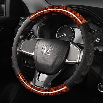 水晶桃木紋方向盤套四季通用炭纖維男士網紅高級感吸汗防滑車把套