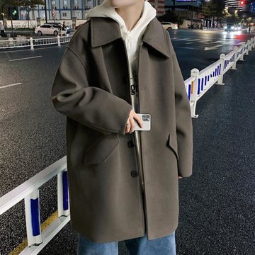 中長款毛呢大衣男士秋冬季潮流寬松韓版時尚痞帥百搭簡約呢子外套
