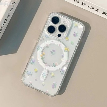 彩色小碎花 適用iPhone16pro手機殼15plus蘋果14pro唯美12新品13磁吸殼11保護殼 i17手機殼