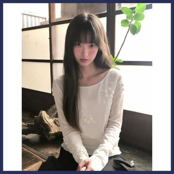 WYZ2026新款白色花朵刺繡長袖T恤女夏季薄款微透木耳邊防曬罩衫上衣