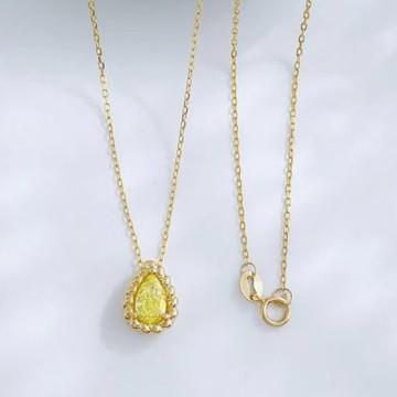 鉅曜 18K黃金 50分 淚滴的絮語水滴黃鑽項鍊  FVY/VS+ （培育鑽石 黃鑽 鑽石 項鍊）