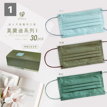 盛籐│天心│成人平面│森林系│莫蘭迪系列│臺灣製│雙鋼印 MD│平面口罩 │30入(3色各10片)/盒 │醫療口罩│平面口罩│成人口罩│口罩