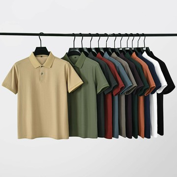 【新款熱賣】100%絲光純棉六角棉夏季翻領短袖POLO衫男士t恤高級感凈版文化衫