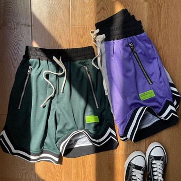 外貿原單男裝INS潮牌速干透氣潮流撞色寬松運動休閑五分中短褲男