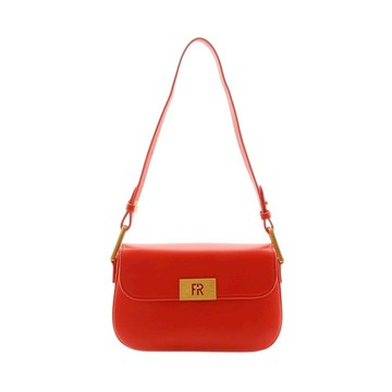 FIRANO- 鐵牌方形翻蓋皮革肩背包(亮紅色)