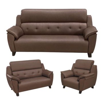文創集 強森可咖啡色耐磨皮革沙發椅組合(1+2+3人座組合)-193x82x97cm免組