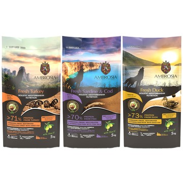 AMBROSIA 單一肉蛋白無穀鮮肉犬糧系列  5kg(狗主食/狗乾糧/狗飼料)