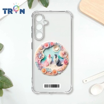 TRON 三星 A55 可愛紙雕牧羊犬 四角防摔載具殼 軟殼 手機殼
