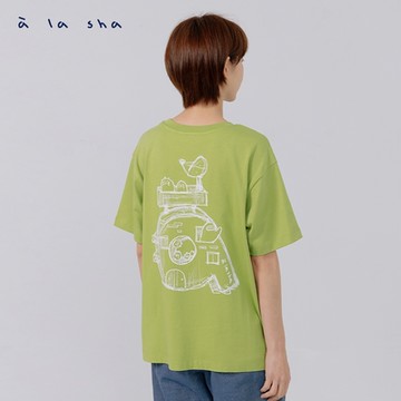 a la sha  a字房子家族短袖長版T