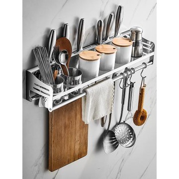 廚房置物架免打孔刀架壁掛304不銹鋼調味品收納架筷子簍掛鉤掛架