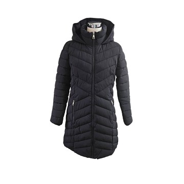 DKNY有腰身修身顯瘦超保暖中長版羽絨外套 百搭黑色