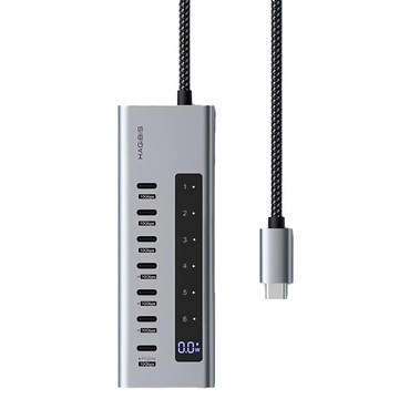 HAGiBiS 鋁合金六合一數位顯示Type-C擴充器 BH221C  銀色  1個