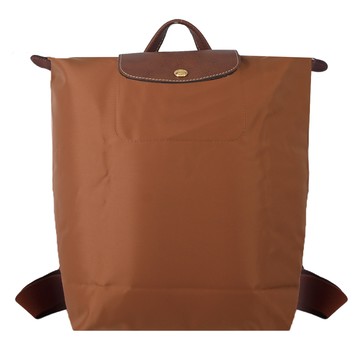 LONGCHAMP LE PLIAGE系列再生尼龍摺疊後背包(中/白蘭地酒)